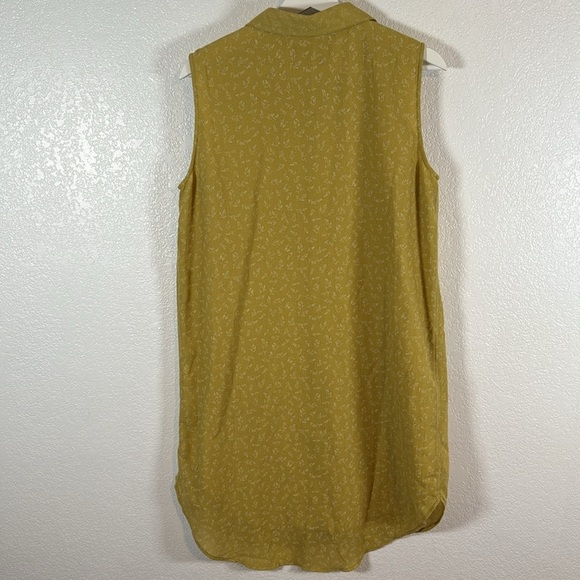 United by Blue Chartreuse Leaf Sprig Sleeveless Button Down Collared Dress Large - Picture 5 of 7